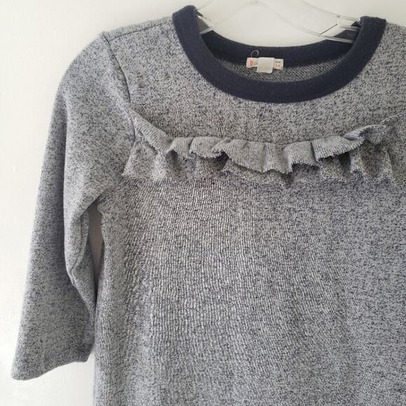 J. Crew Crewcuts Ruffle-Trim Dress Knit Gray Shift Girl 14 - Picture 4 of 6